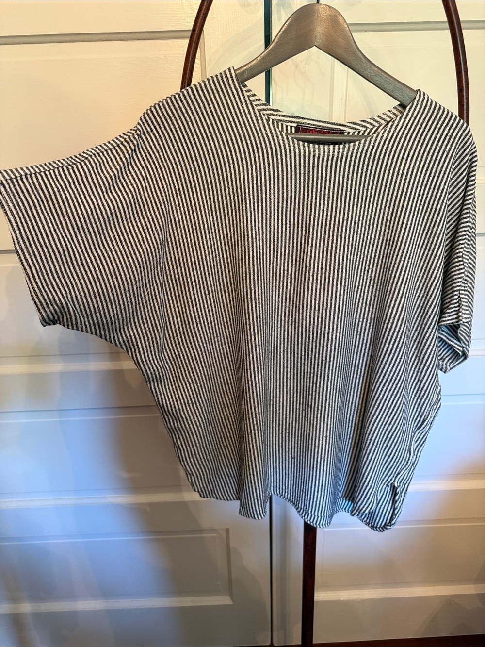 Vintage Handwoven Morocco Stripe Tunic Top Oversized Boxy Artisan Cotton Blend